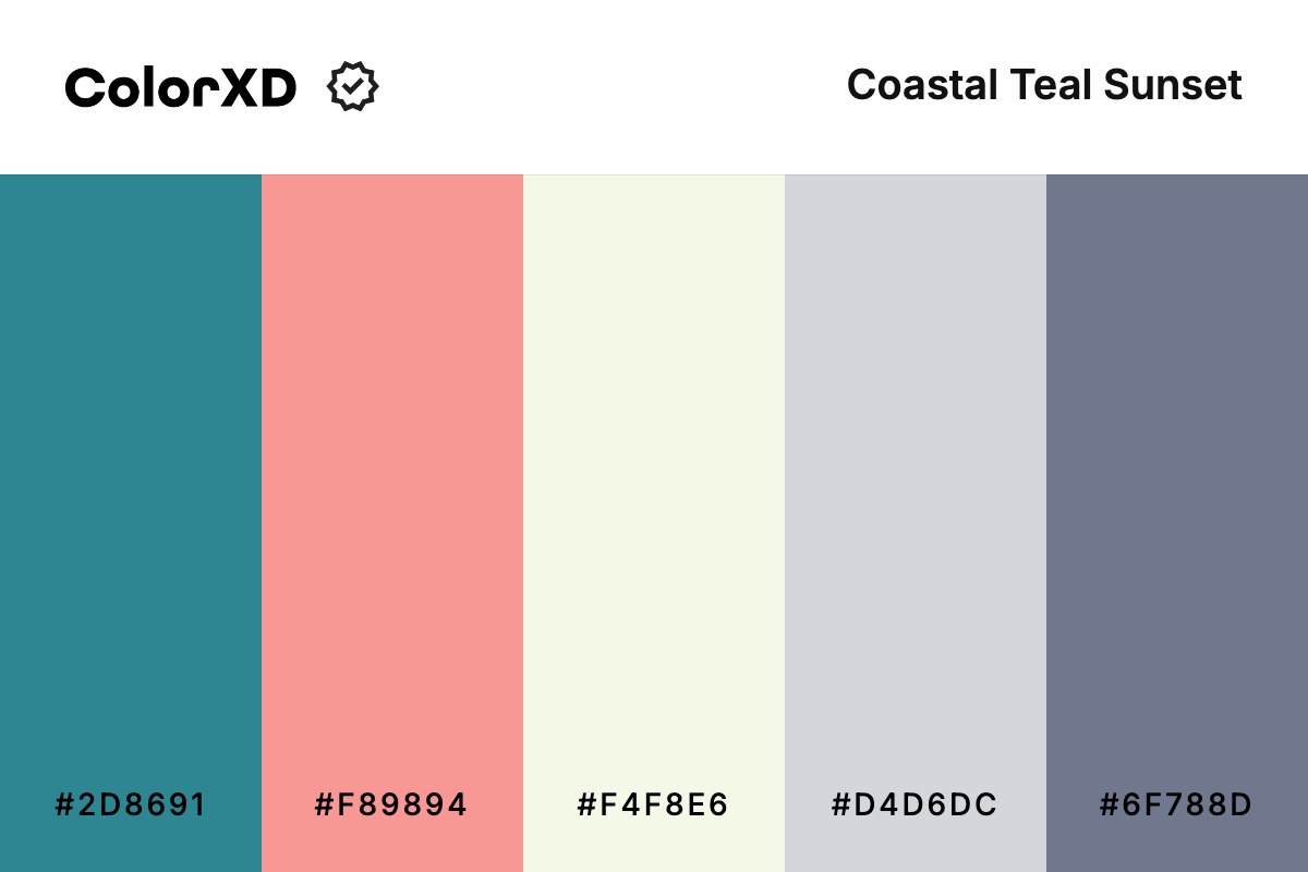 Coastal Teal Sunset Color Palette