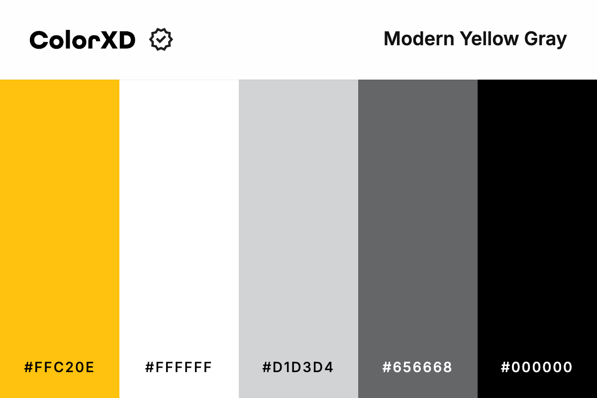 Modern Yellow Gray Color Palette - #FFC20E, #FFFFFF, #D1D3D4, #656668, #000000